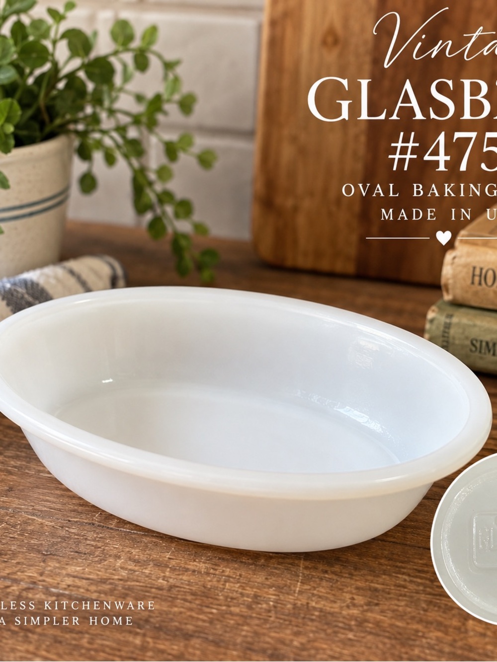 White Oval Baking Dish - Classic Milk Glass Serveware